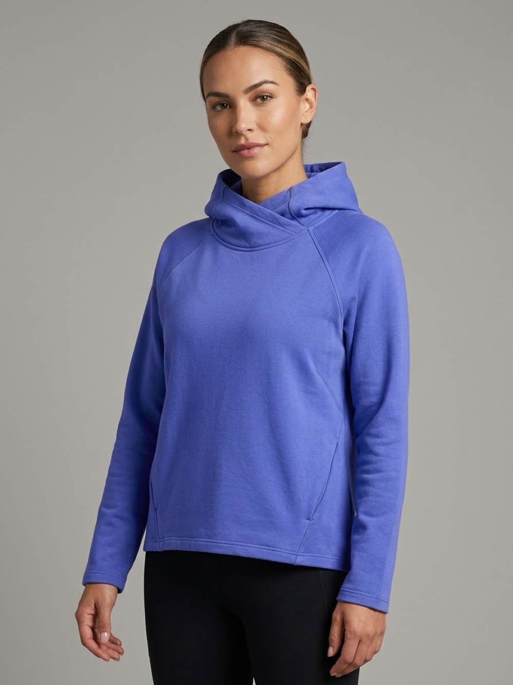 Savvi Womens Funnel Neck Pullover Hoodie Activewear Raglan Long Sleeve